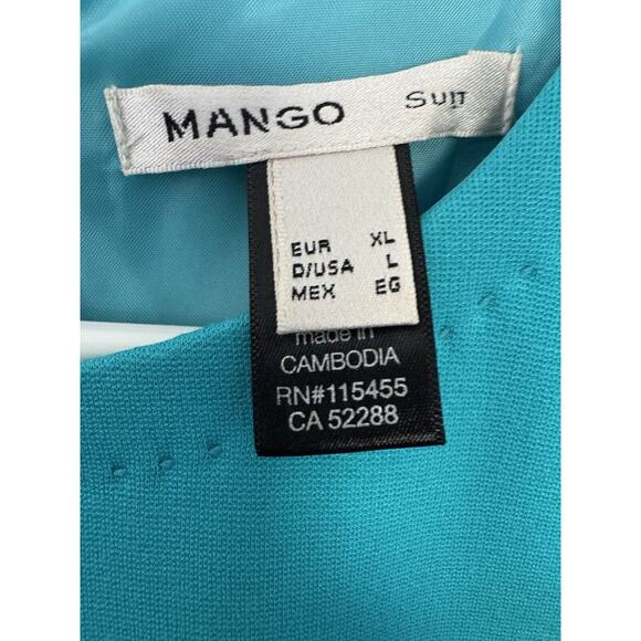 Mango Suit Dress Large Women’s Sheath Colorblock Knit Pencil Sleeveless Career - Picture 8 of 9